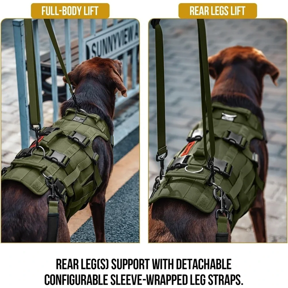 OneTigris Invictus Dog Lift Harness Hip Support Brace Full Body Handle Green Med
